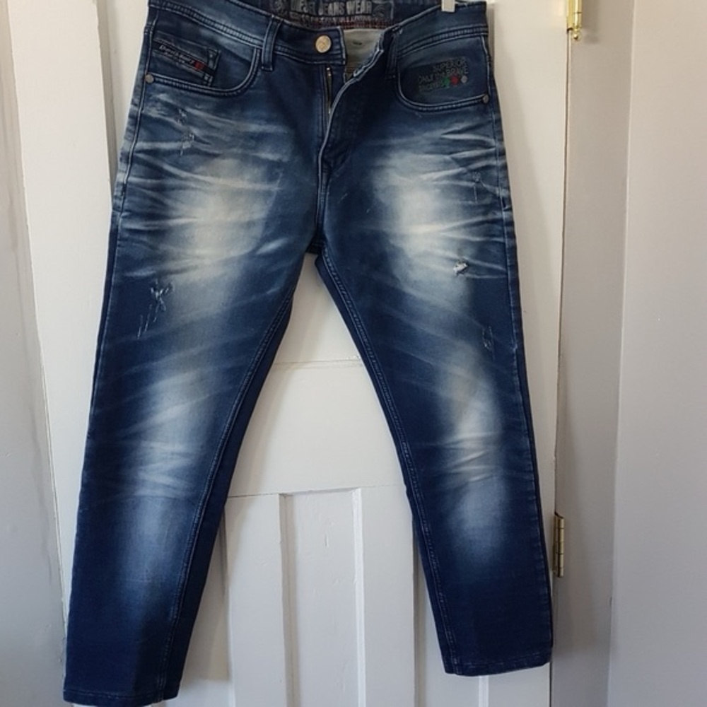 Diesel Viker Faded Light Distress 100% Cotton Denim Jeans Medium Wash Sz 34